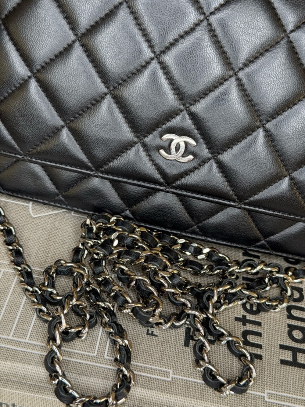 CHANEL Black Quilted Lambskin Crossbody with Silver Chain - Picture 3 of 12